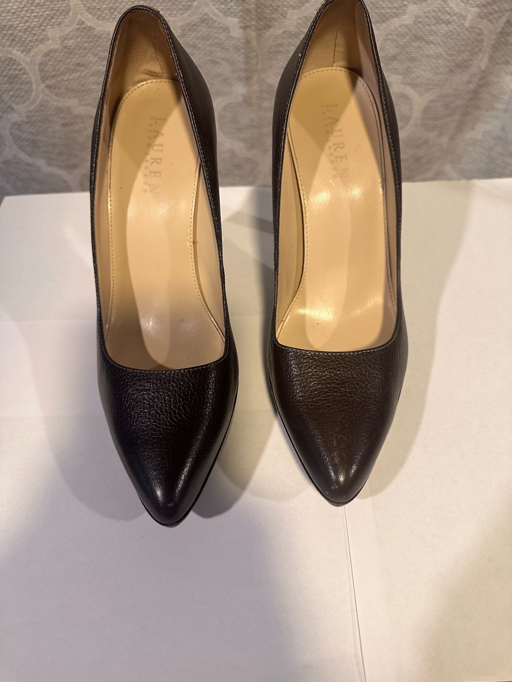 Lot of 2 project bundle Lauren Ralph Lauren Brown/ Black Leather 4 in Heels 8.5M